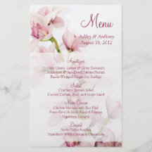 Cartão floral do menu do casamento da orquídea cor panfleto
