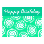 Cartão funky do aniversário das flores de turquesa cartao postal