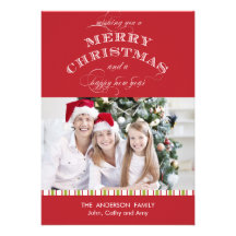 CARTÃO LISO DA FOTO VERMELHA DO NATAL CONVITES PERSONALIZADOS
