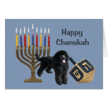 Cartão Menorah Dreidel de Chanukah da caniche