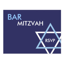 Cartão moderno de Mitzvah RSVP do bar Cartão Postal