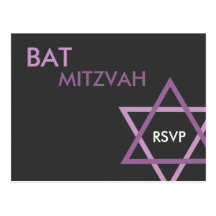 Cartão moderno de Mitzvah RSVP do bastão Cartões Postais