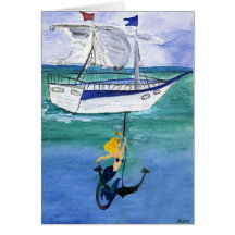 Cartão náutico da arte da sereia da âncora