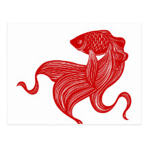 Cartão original do peixe dourado do Tesoura-cut Cartões Postais