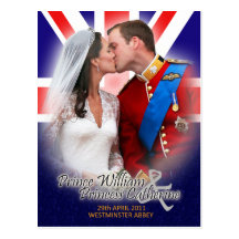 Cartão real do beijo do casamento de William & de  Cartão Postal