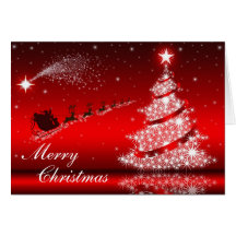 Cartão Sparkling da árvore de Natal (vermelho)