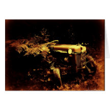 Cartão velho do dia dos pais do sepia do trator