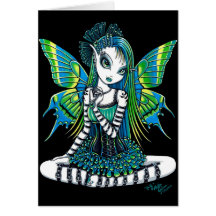 Cartão verde da arte do país das fadas do tatuagem