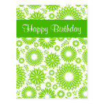 Cartão verde floral do feliz aniversario do vintag cartao postal