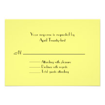 Cartão Wedding preto & amarelo de RSVP Convite Personalizados