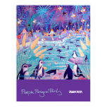 Cartaz da arte: Partido roxo do pinguim no jardim  posters