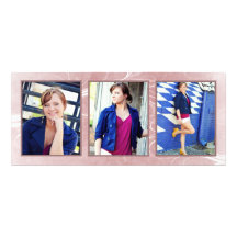 Cartões com fotos triplos do vazio da foto de Pink Convites Personalizado