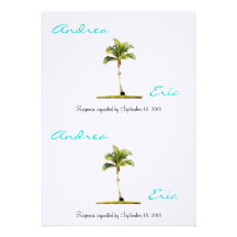 Cartões da resposta do casamento de praia convite personalizado