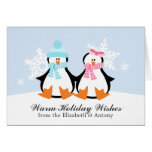 Cartões de Natal do casal do pinguim