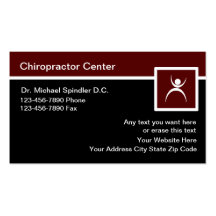 Cartões de visitas do Chiropractor