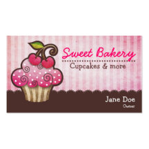 Cartões de visitas do cupcake da baga da cereja