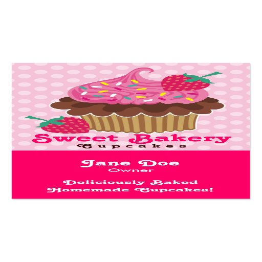 Cartões de visitas do cupcake da morango