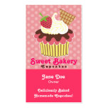 Cartões de visitas do cupcake da morango & do chan