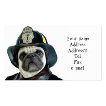 Cartões de visitas do Pug do bombeiro