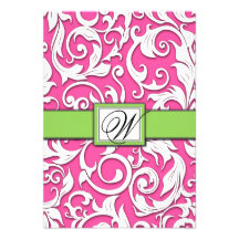Cartões do casamento tema damasco RSVP do rosa que Convite Personalizados
