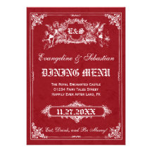 Cartões do menu do casamento do livro de histórias convite personalizado