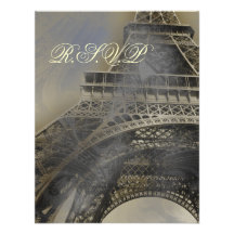 Cartões parisienses do rsvp do casamento convite personalizados