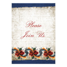 Casa aberta do feriado - Rosemaling Convite Personalizado
