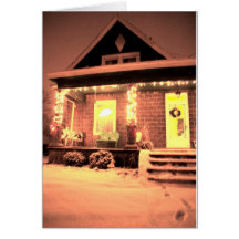 Casa velha decorada para o Natal Cartão