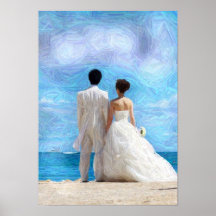 Casal da praia que Wedding o poster da arte de Dig