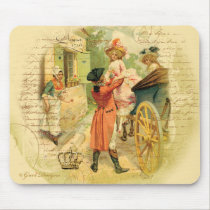 Casal do século XVIII do casamento na carruagem mousepads