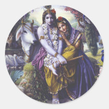 Casal Todo-Atrativo Radha Krishna Adesivo Em Formato Redondo
