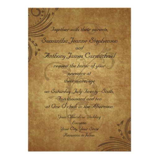 Casamento antigo do redemoinho de Teastain do vint Convite Personalizado