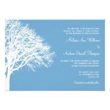 Casamento branco e azul do carvalho do inverno convites personalizado