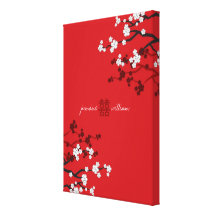 Casamento chinês da felicidade dobro das flores de impressão em canvas
