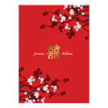 Casamento chinês da felicidade dobro das flores de convites