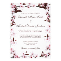 Casamento da beira das flores de cerejeira convite personalizados