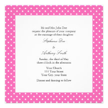 Casamento das bolinhas do rosa quente e do branco convites personalizado