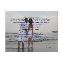 Casamento de praia "eu faço " impressão de canvas envolvida
