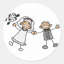 Casamento dos desenhos animados adesivo em formato redondo