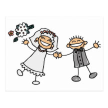 Casamento dos desenhos animados cartão postal