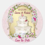 Casamento floral do bolo adesivos em formato redondos
