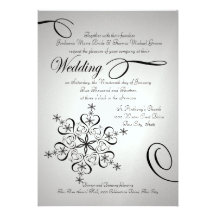 Casamento no inverno da prata da elegância do floc convites personalizado