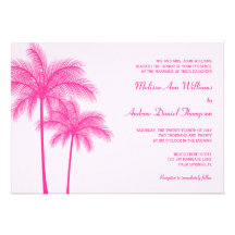 Casamento tropical da palmeira do rosa quente convite