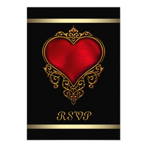 Casamento vermelho preto do coração convites personalizados