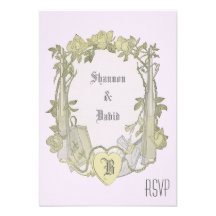 Casamento vintage elegante Chuppah do rosa amarelo Convites Personalizado