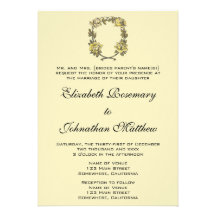 Casamento vintage, grinalda antiga amarela do rosa convites personalizado