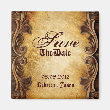 Casamento vintage ocidental elegante SaveTheDate Imãs De Geladeira