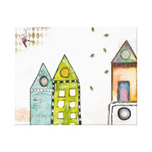 casas abstratas impressão em canvas