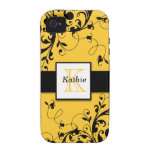 Case mate floral preta amarela do iPhone 4 dos red
