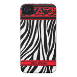 Caso do iPhone 4/4S do impressão da zebra Capa De iPhone 4 Case-Mate